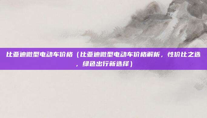 比亚迪微型电动车价格(比亚迪微型电动车价格解析,性价比之选,绿色出行新选择)