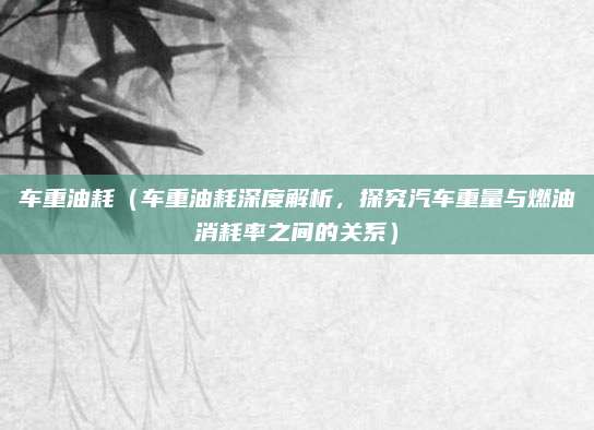 车重油耗(车重油耗深度解析,探究汽车重量与燃油消耗率之间的关系)