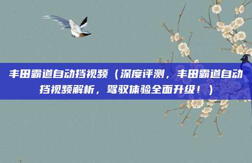 丰田霸道自动挡视频(深度评测,丰田霸道自动挡视频解析,驾驭体验全面升级!)