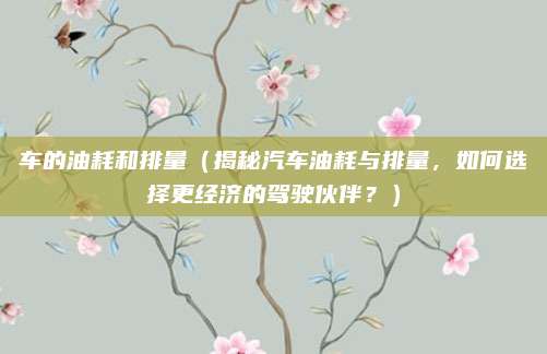 车的油耗和排量(揭秘汽车油耗与排量,如何选择更经济的驾驶伙伴?)