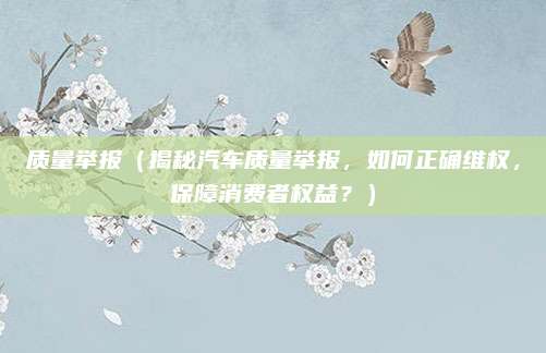 质量举报(揭秘汽车质量举报,如何正确维权,保障消费者权益?)