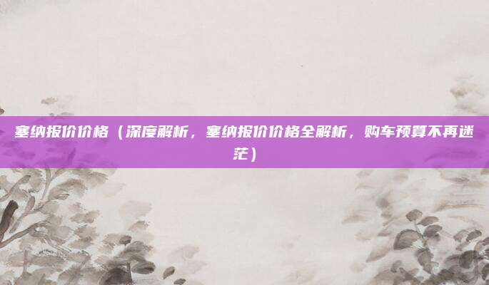 塞纳报价价格(深度解析,塞纳报价价格全解析,购车预算不再迷茫)
