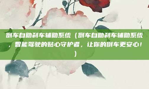 倒车自助刹车辅助系统(倒车自助刹车辅助系统,智能驾驶的贴心守护者,让你的倒车更安心!)