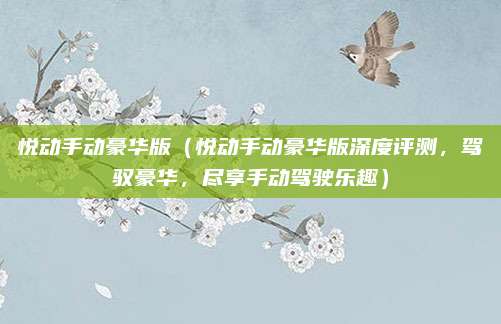 悦动手动豪华版(悦动手动豪华版深度评测,驾驭豪华,尽享手动驾驶乐趣)