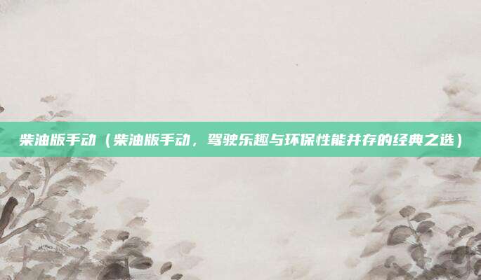 柴油版手动（柴油版手动，驾驶乐趣与环保性能并存的经典之选）