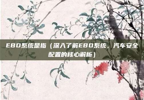 EBD系统是指（深入了解EBD系统，汽车安全配置的核心解析）
