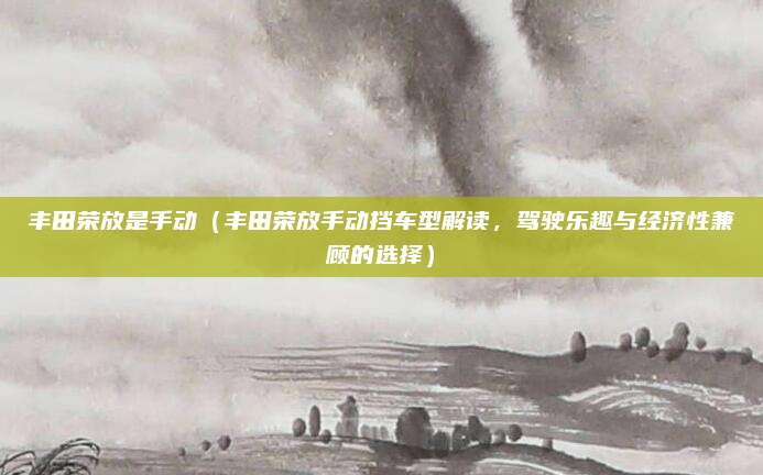 丰田荣放是手动(丰田荣放手动挡车型解读,驾驶乐趣与经济性兼顾的选择)