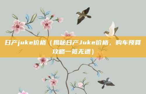 日产juke价格(揭秘日产Juke价格,购车预算攻略一览无遗)