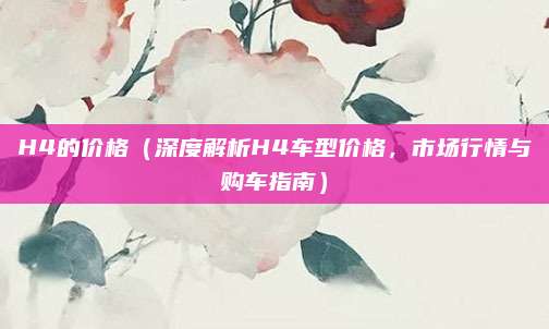 H4的价格（深度解析H4车型价格，市场行情与购车指南）
