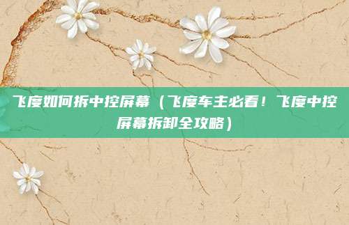 飞度如何拆中控屏幕（飞度车主必看！飞度中控屏幕拆卸全攻略）