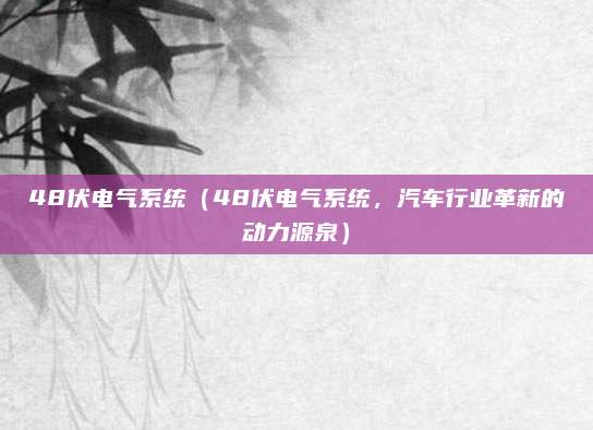 48伏电气系统（48伏电气系统，汽车行业革新的动力源泉）