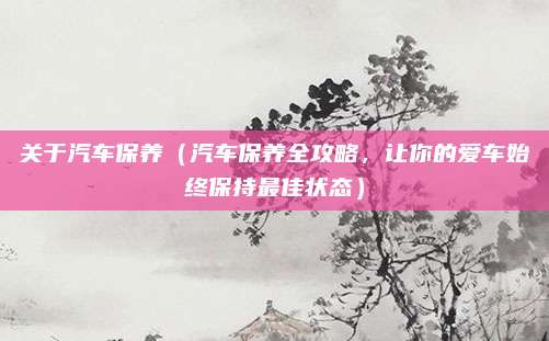 关于汽车保养（汽车保养全攻略，让你的爱车始终保持最佳状态）