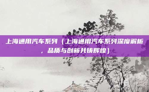 上海通用汽车系列（上海通用汽车系列深度解析，品质与创新共铸辉煌）