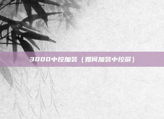 3000中控加装(如何加装中控屏)
