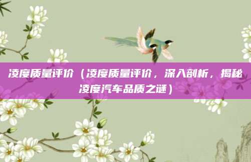 凌度质量评价(凌度质量评价,深入剖析,揭秘凌度汽车品质之谜)