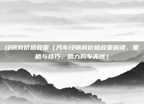 经销商价格政策(汽车经销商价格政策解读,策略与技巧,助力购车无忧)