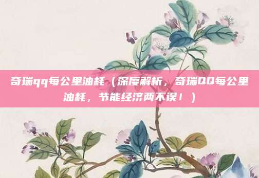 奇瑞qq每公里油耗(深度解析,奇瑞QQ每公里油耗,节能经济两不误!)