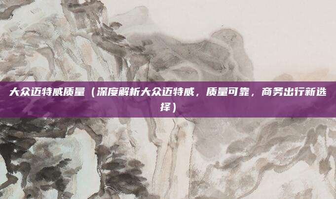 大众迈特威质量(深度解析大众迈特威,质量可靠,商务出行新选择)