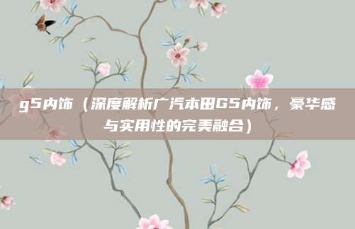 g5内饰(深度解析广汽本田G5内饰,豪华感与实用性的完美融合)