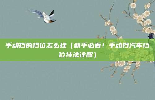 手动挡的档位怎么挂(新手必看!手动挡汽车档位挂法详解)