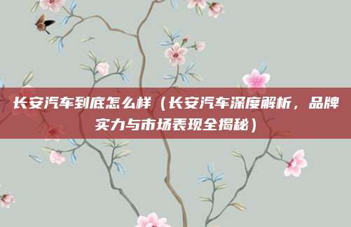 长安汽车到底怎么样(长安汽车深度解析,品牌实力与市场表现全揭秘)