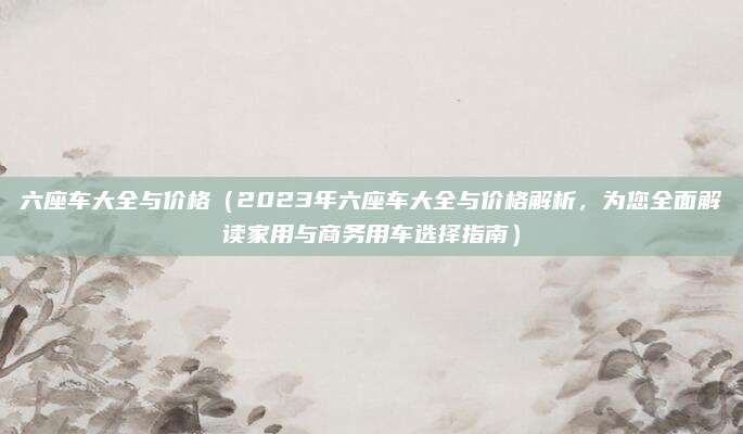 六座车大全与价格(2023年六座车大全与价格解析,为您全面解读家用与商务用车选择指南)