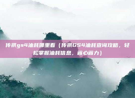 传祺gs4油耗哪里看(传祺GS4油耗查询攻略,轻松掌握油耗信息,省心省力)