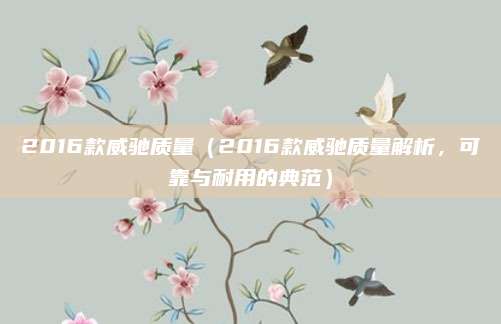 2016款威驰质量(2016款威驰质量解析,可靠与耐用的典范)