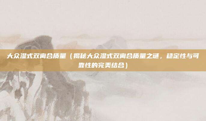 大众湿式双离合质量（揭秘大众湿式双离合质量之谜，稳定性与可靠性的完美结合）