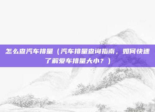 怎么查汽车排量(汽车排量查询指南,如何快速了解爱车排量大小?)
