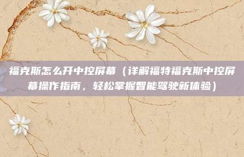 福克斯怎么开中控屏幕(详解福特福克斯中控屏幕操作指南,轻松掌握智能驾驶新体验)