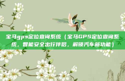 宝马gps定位查询系统（宝马GPS定位查询系统，智能安全出行伴侣，解锁汽车新功能）