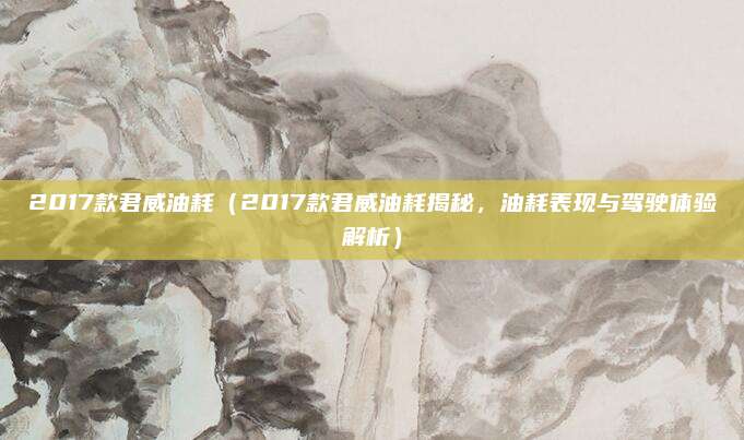2017款君威油耗(2017款君威油耗揭秘,油耗表现与驾驶体验解析)