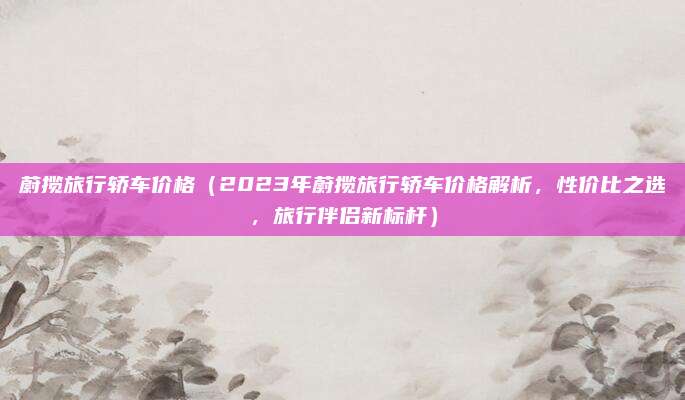 蔚揽旅行轿车价格(2023年蔚揽旅行轿车价格解析,性价比之选,旅行伴侣新标杆)