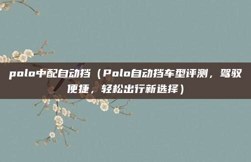 polo中配自动挡(Polo自动挡车型评测,驾驭便捷,轻松出行新选择)
