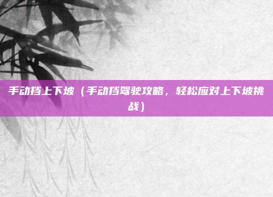 手动挡上下坡（手动挡驾驶攻略，轻松应对上下坡挑战）