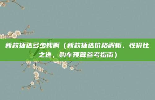 新款捷达多少钱啊(新款捷达价格解析,性价比之选,购车预算参考指南)
