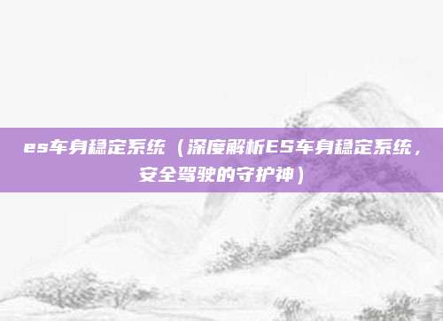 es车身稳定系统（深度解析ES车身稳定系统，安全驾驶的守护神）