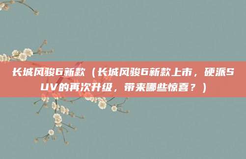 长城风骏6新款（长城风骏6新款上市，硬派SUV的再次升级，带来哪些惊喜？）