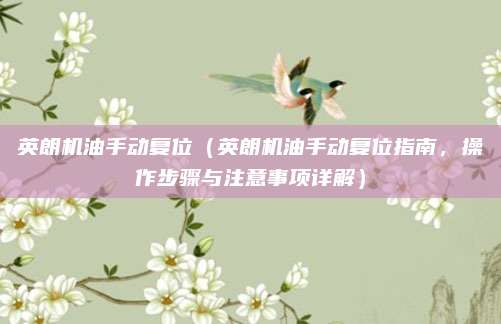 英朗机油手动复位（英朗机油手动复位指南，操作步骤与注意事项详解）