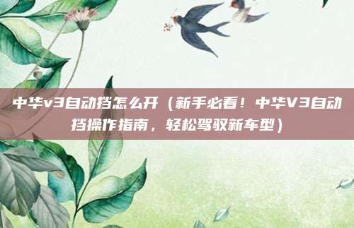 中华v3自动挡怎么开(新手必看!中华V3自动挡操作指南,轻松驾驭新车型)