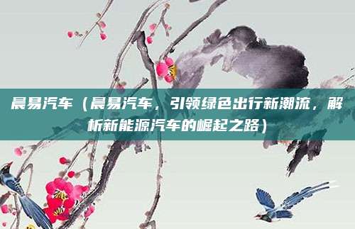 晨易汽车(晨易汽车,引领绿色出行新潮流,解析新能源汽车的崛起之路)