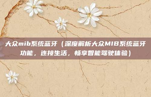 大众mib系统蓝牙(深度解析大众MIB系统蓝牙功能,连接生活,畅享智能驾驶体验)