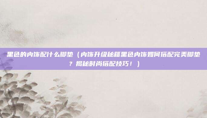 黑色的内饰配什么脚垫(内饰升级秘籍黑色内饰如何搭配完美脚垫?揭秘时尚搭配技巧!)