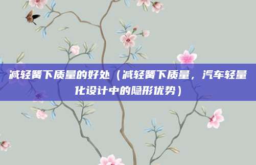 减轻簧下质量的好处（减轻簧下质量，汽车轻量化设计中的隐形优势）