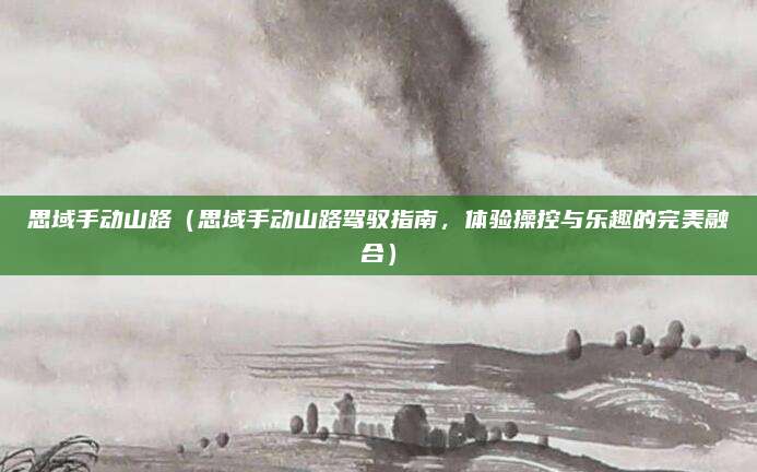 思域手动山路(思域手动山路驾驭指南,体验操控与乐趣的完美融合)