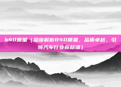 b40质量(深度解析B40质量,品质卓越,引领汽车行业新标准)