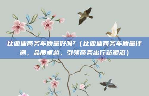 比亚迪商务车质量好吗?（比亚迪商务车质量评测，品质卓越，引领商务出行新潮流）