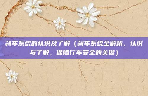 刹车系统的认识及了解(刹车系统全解析,认识与了解,保障行车安全的关键)