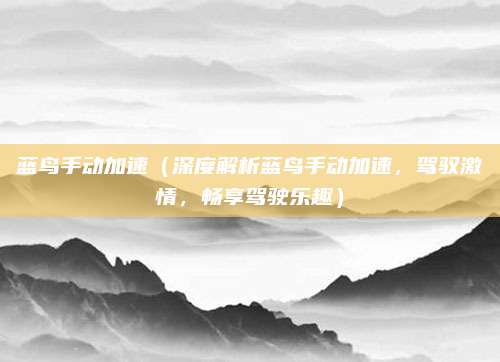 蓝鸟手动加速（深度解析蓝鸟手动加速，驾驭激情，畅享驾驶乐趣）
